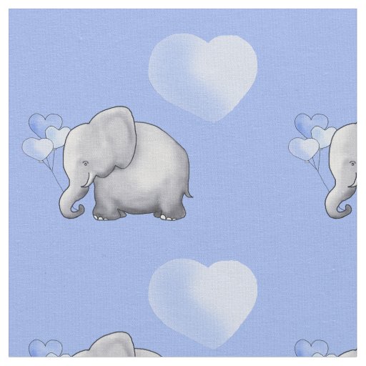 Adorable Blue Polka Hearts Elephants Baby Nursery Fabric