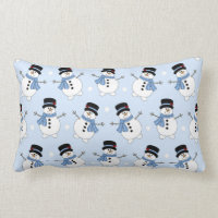 Adorable Blue Snowman Pillow