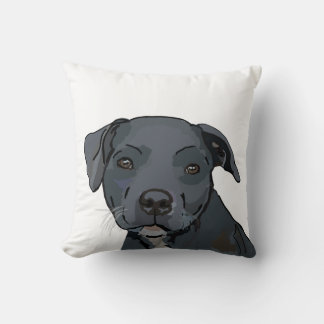 Adorable blue staffy throw pillow