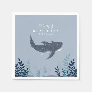 Adorable Blue Under the Sea Manta Ray Birthday  Napkins