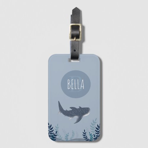 Adorable Blue Under the Sea Whale Shark Monogram  Luggage Tag