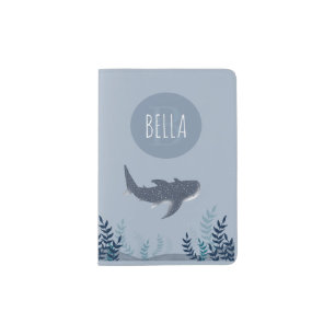 Adorable Blue Under the Sea Whale Shark Monogram Passport Holder