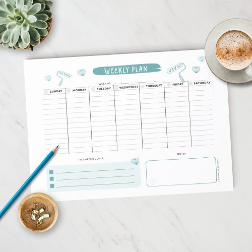 Adorable Blue Weekly Planner Notepad