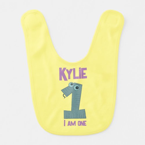 Adorable Blue Yellow  Purple ONE Year Old Baby Bib