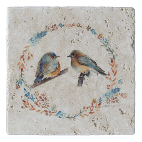 Adorable Bluebird Couple Art Trivet