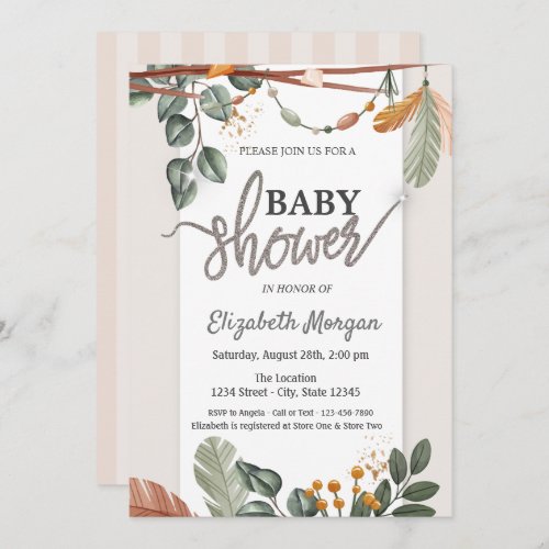 Adorable Boho Baby Shower  Invitation