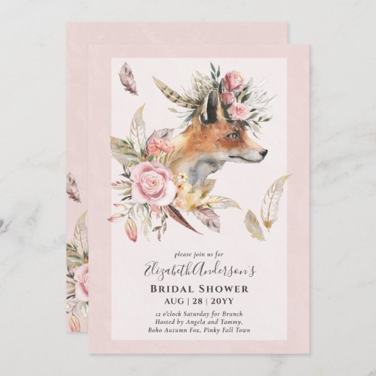 Adorable BOHO Fox Bridal Shower Lunch Invitation