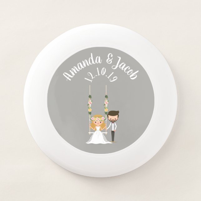 Adorable Boho Hipster Wedding Couple Wham-O Frisbee (Front)