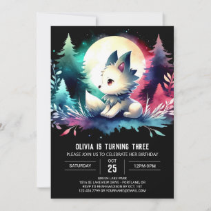 Adorable Boho Wolf Birthday Invitation