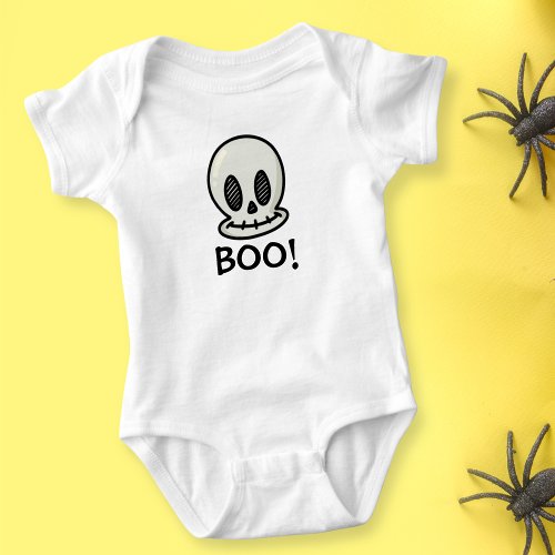 Adorable Boo Skull Halloween Baby Bodysuit