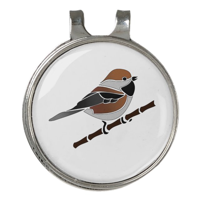 Adorable Boreal Chickadee Bird Cartoon Golf Hat Clip (Front)