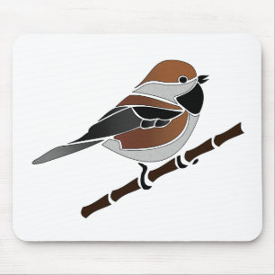 Adorable Boreal Chickadee Bird Cartoon Mouse Pad