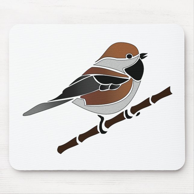 Adorable Boreal Chickadee Bird Cartoon Mouse Pad (Front)