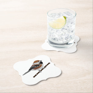 Adorable Boreal Chickadee Bird Cartoon Paper Coaster