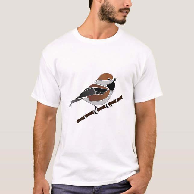 Adorable Boreal Chickadee Bird Cartoon T-Shirt (Front)