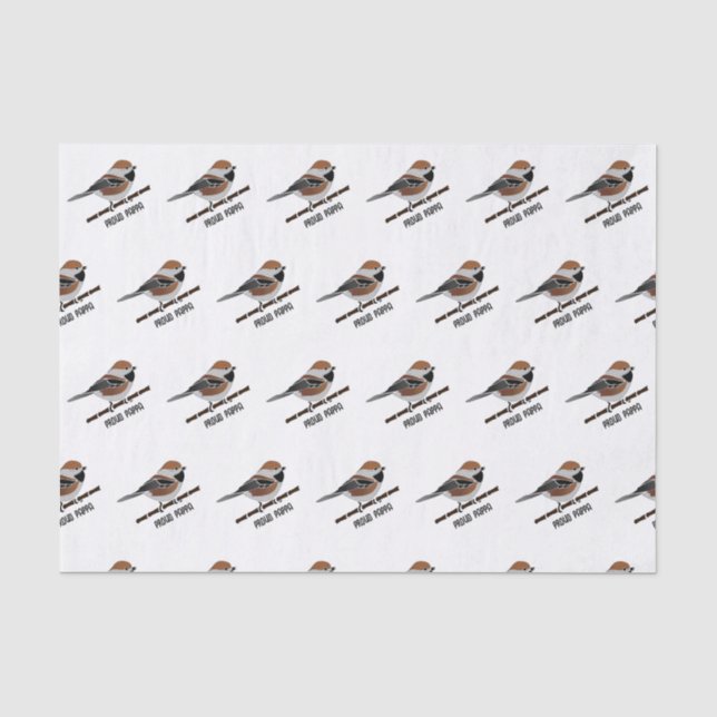 Adorable Boreal Chickadee Bird Cartoon Tissue Paper (Front)