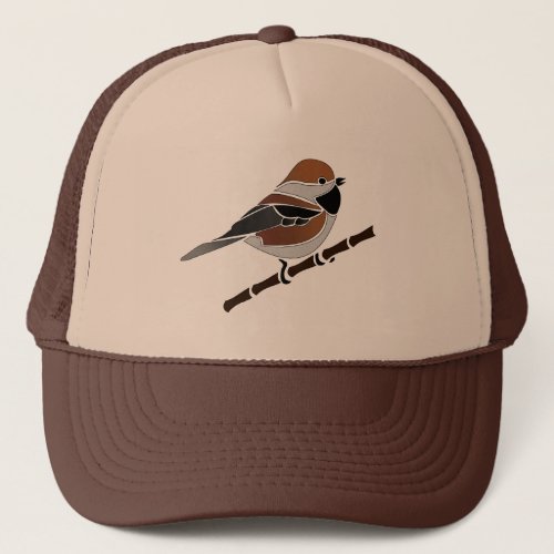 Adorable Boreal Chickadee Bird Cartoon Trucker Hat