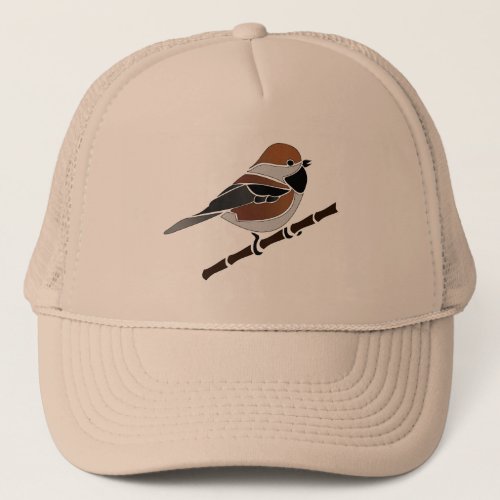 Adorable Boreal Chickadee Bird Cartoon Trucker Hat