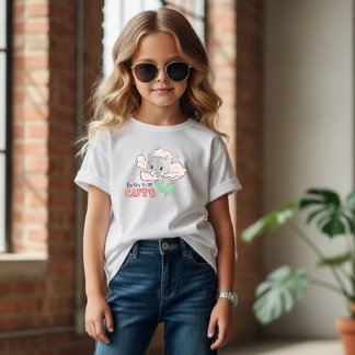Adorable "Born to be Cute" Pink Flower Graphic T-Shirt