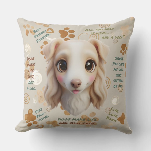 Adorable Borzoi Face Cushion Throw Pillow (Front)