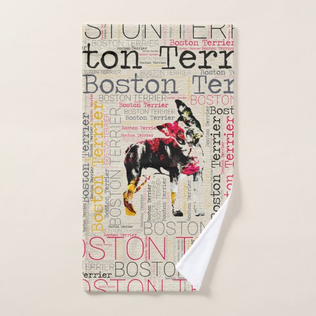 Adorable Boston Terrier Bath Towel Set (Hand Towel)