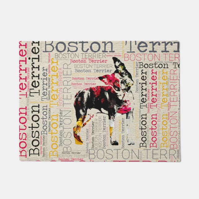 Adorable Boston Terrier Doormat (Front)