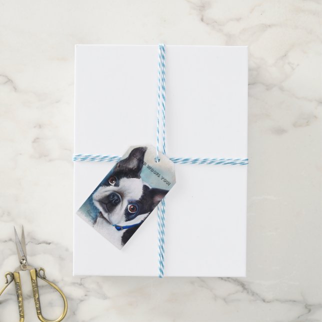 ADORABLE BOSTON TERRIER GIFT TAGS (With Twine)