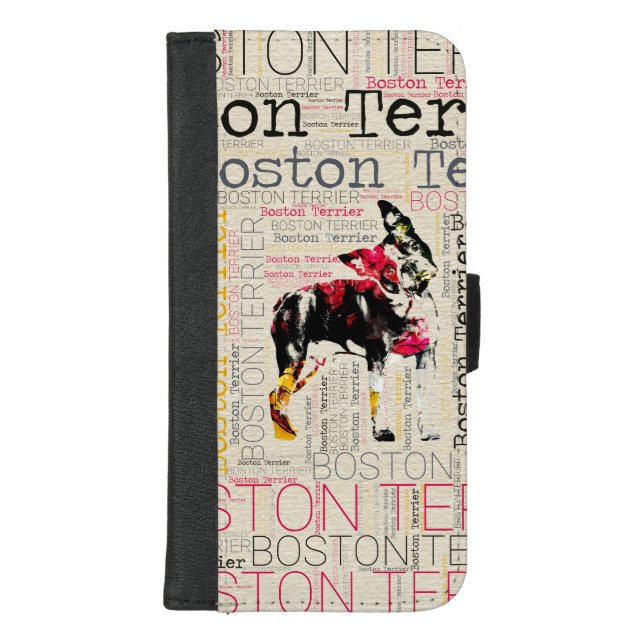 Adorable Boston Terrier iPhone Wallet Case (Front)