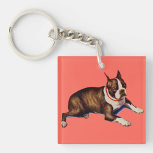 adorable Boston terrier Keychain