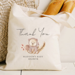 Adorable Botanical Bear Baby Shower Thank You Tote Bag
