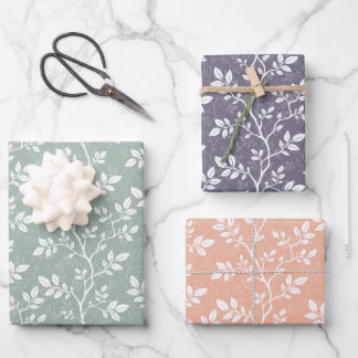 Adorable Botanical Branches and Leaves Wrapping Paper Sheets