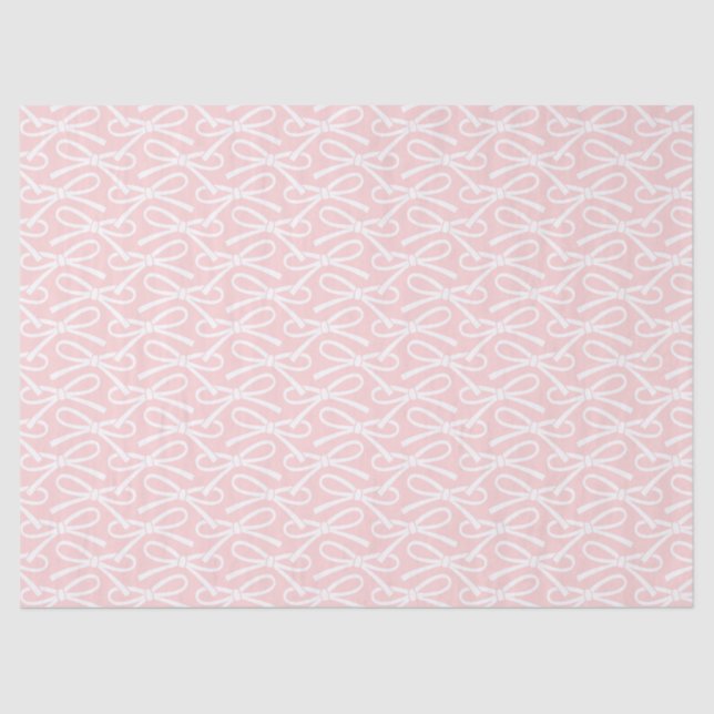 Adorable Bow Pattern Gift Wrap Pink White Tissue Paper (Front)