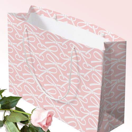 Adorable Bow Pattern Pink White Gift Bag