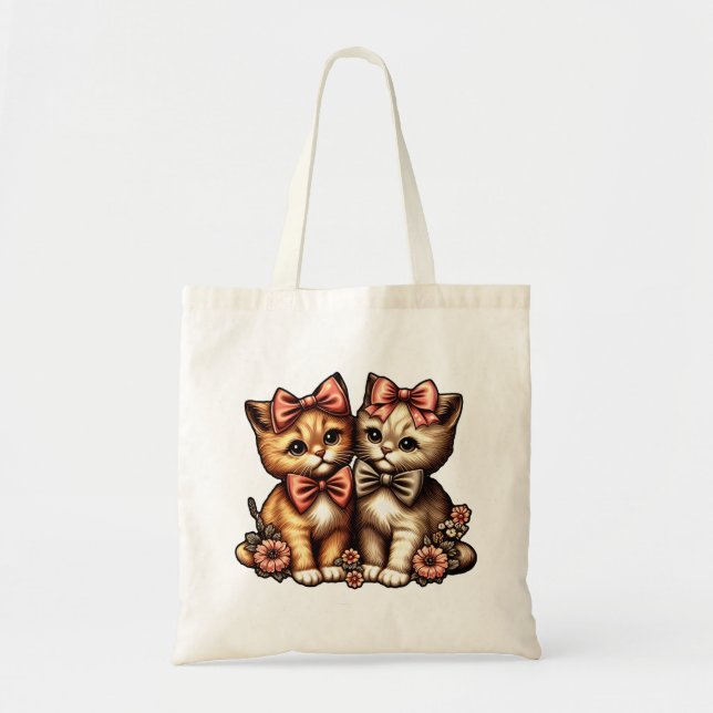 Adorable Bow-Tied Kittens Tote Bag (Front)