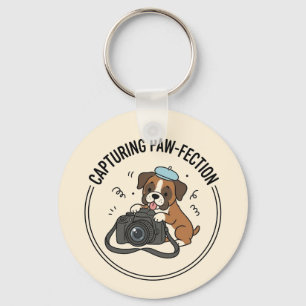 Adorable Boxer Pup Photography Cute Animal Photo Keychain