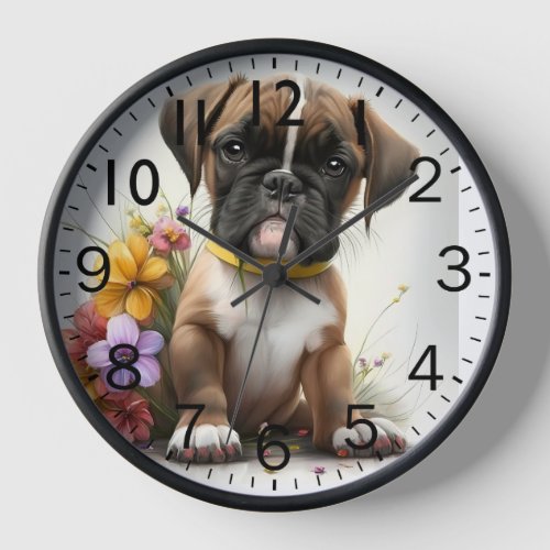 Adorable Boxer Puppy Dog Clock
