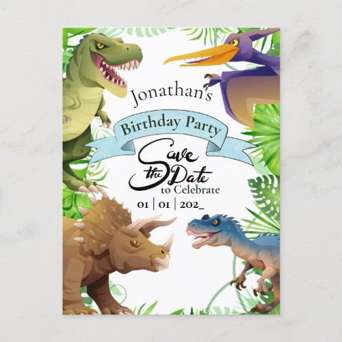 Adorable Boy Dinosaur Birthday Invite