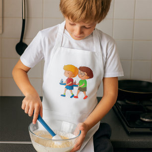 Adorable Boys Carrying Food Trays Adult Apron