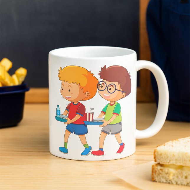 Adorable Boys Carrying Food Trays  Coffee Mug (Creator Uploaded)
