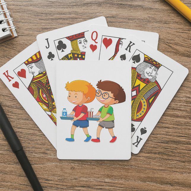 Adorable Boys Carrying Food Trays  Poker Cards (Creator Uploaded)