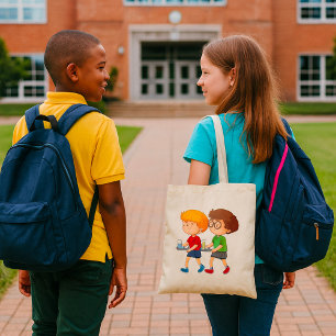 Adorable Boys Carrying Food Trays Tote Bag