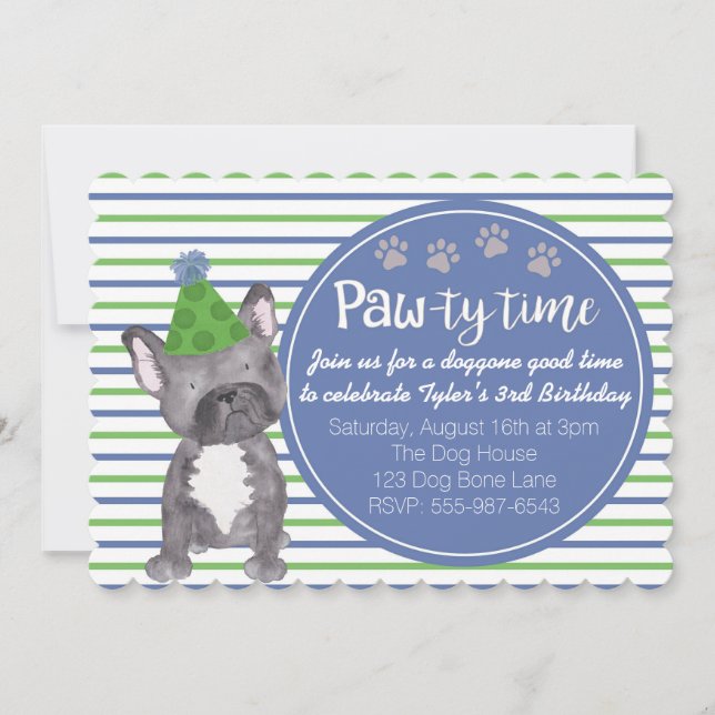 Adorable Boy's Dog Puppy Birthday Invitation (Front)