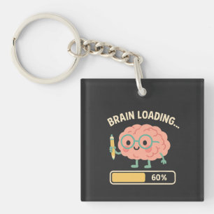 Adorable Brain Loading Illustration – 60% Study  Keychain