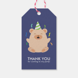 Adorable Brown Bear Kids Birthday Party Gift Tags