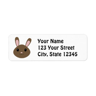 Adorable Brown Bunny Label