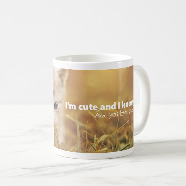 Adorable Brown Cat Design with Text Message Coffee Mug (Front Right)