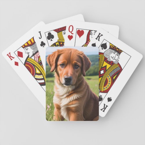 Adorable Brown Dog in the Mountains Playing Cards