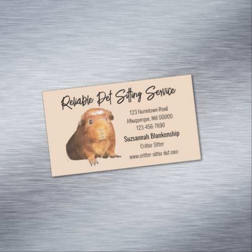 Adorable Brown Guinea Pig Photo Pet Sitter Business Card Magnet