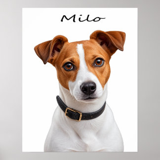 Adorable Brown & White Terrier Dog Wall Poster