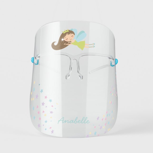 Adorable Brunette Fairy Princess Face Shield (Front)